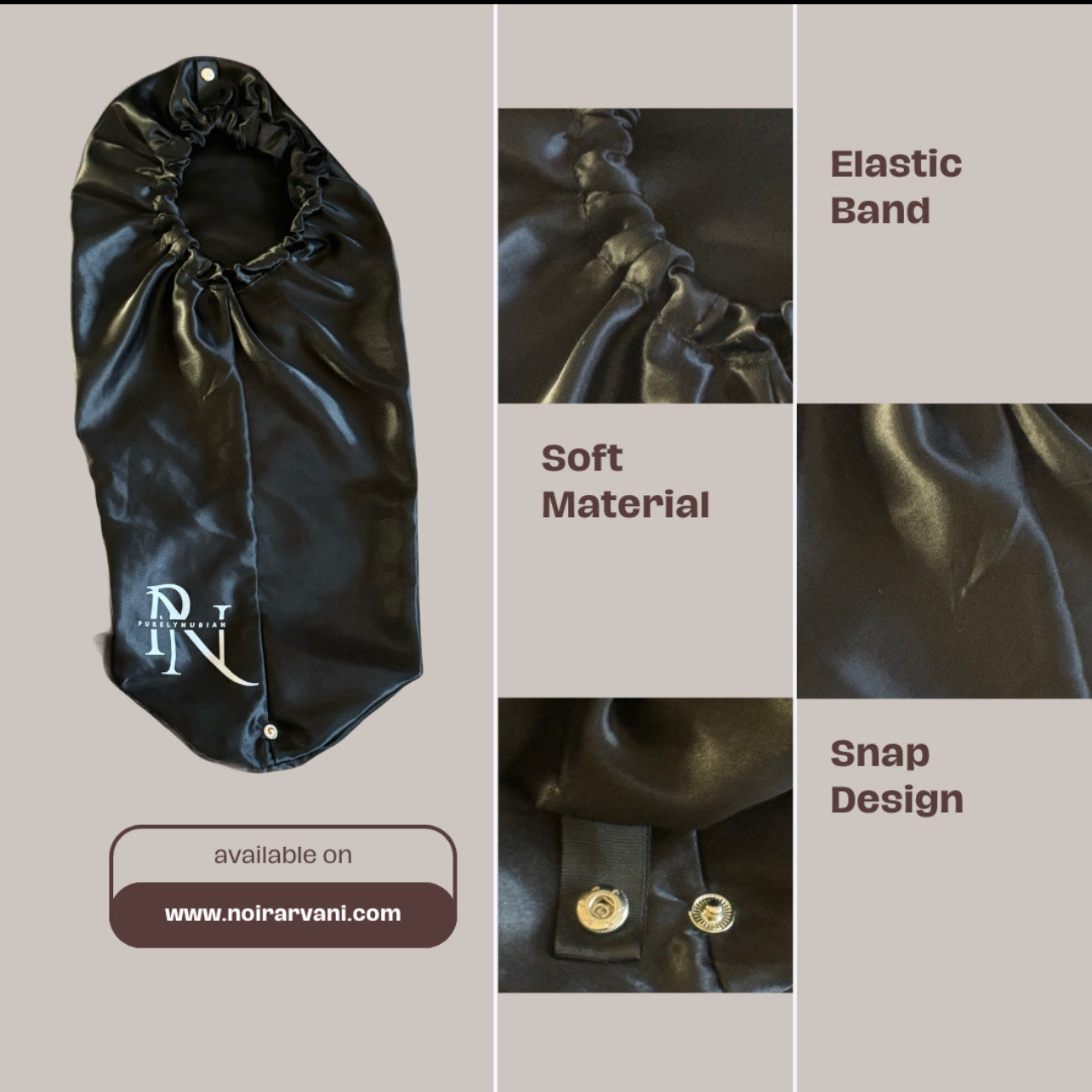 Noir Arvani Satin Bonnets