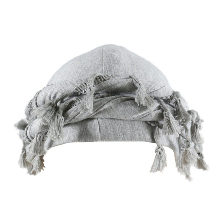 Men's Satin Lined Sleeve Tassel Special Twist Tail Hat