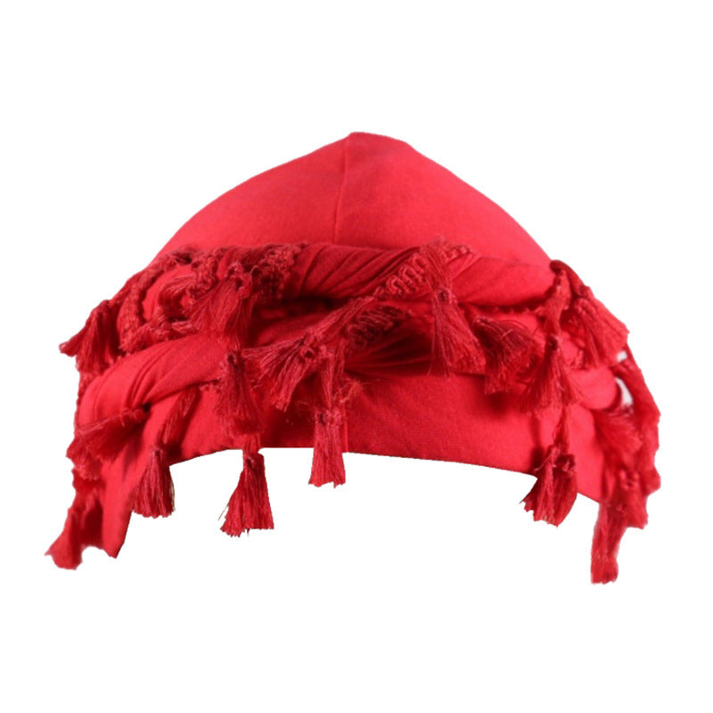 Men's Satin Lined Sleeve Tassel Special Twist Tail Hat