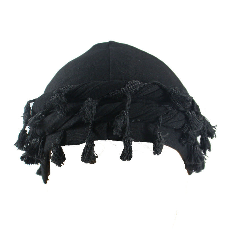 Men's Satin Lined Sleeve Tassel Special Twist Tail Hat