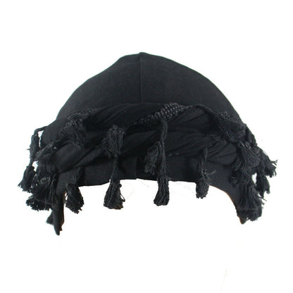 Men's Satin Lined Sleeve Tassel Special Twist Tail Hat